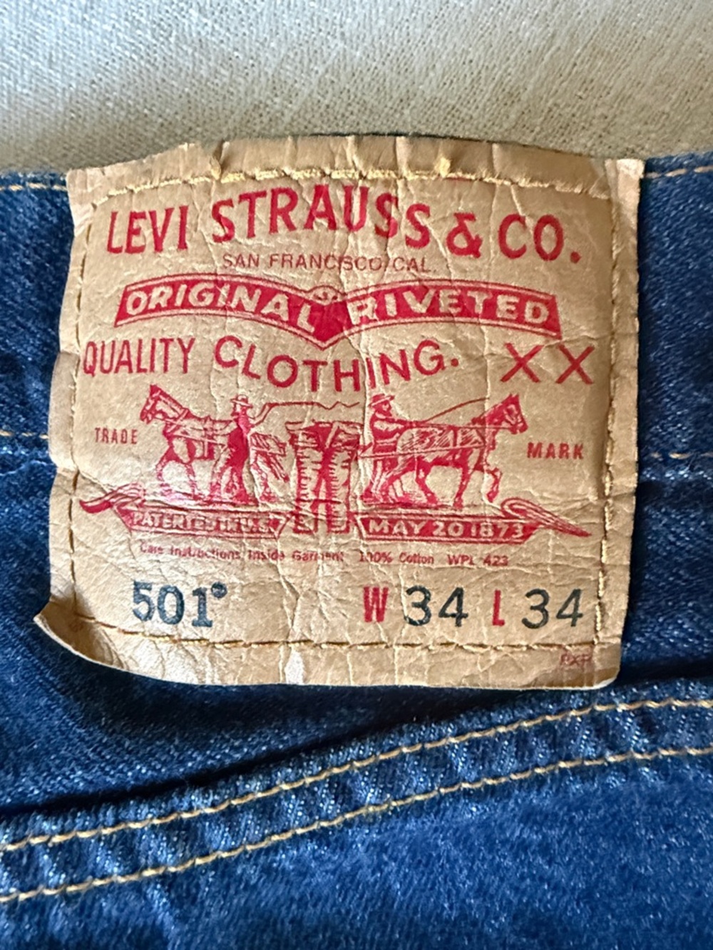 Levi's Dark Indigo Blue 501 Straight Jeans